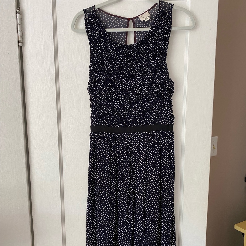 Stunning Navy Blue and white pockadot dress
